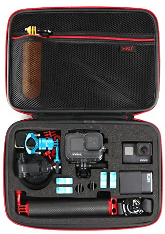 HSU Große Tragetasche für GoPro, Tasche für Insta 360 & Osmo Action-Kameras | Vollschutz-Aufbewahrungstasche mit Karabiner, oberflächenwasserdicht, tragbar für Outdoor-Sport & Reisen