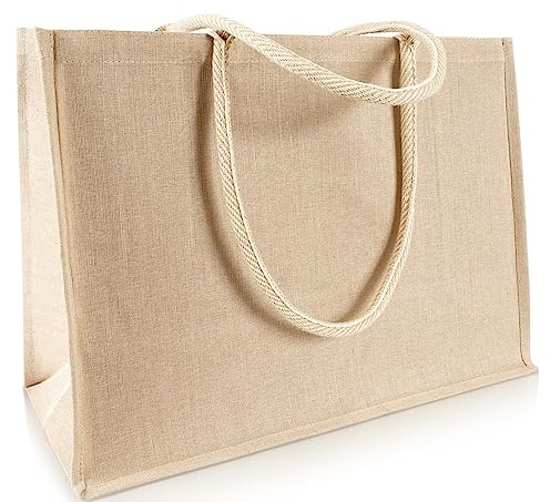Jute statt Plastik Original | JC7228XXL | Jucotasche maxi groß | Jutetasche - Baumwolltasche | Fair & Nachhaltig | Shopping Einkauf