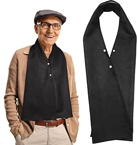Tarpop Adult Bib Scarf Washable and Reusable Dining Clothing Protector Adult Bib for Elderly Senior Citizens Men Women Eating (Black)