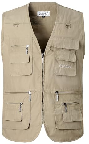 Luckyone Chaleco de verano para hombre al aire libre chaleco para perros con muchos bolsillos chaleco multifunción para caza, pesca, camping, chaqueta sin mangas para fotografía, senderismo chaleco
