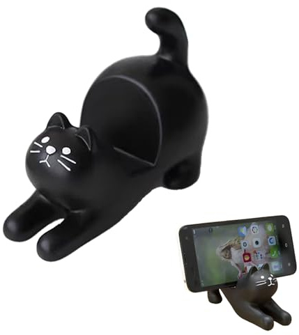 Eabdice Katzen Handy Ständer, Telefonhalter, Katzen für Telefonhalter, Sehr Niedlicher Handyständer, Mit Dem Sie Sich Auf das Probieren von Essen Konzentrieren Können