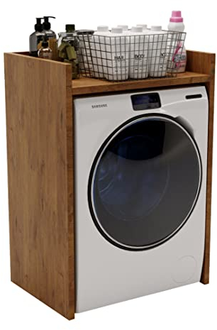 AKKE Waschmaschinenschrank Überbauschrank Waschmaschine Trockner Schrank Wäschetrockner Küche Badezimmer Regal Waschmaschinenregal Waschmaschinenüberbau Badezimmermöbel 66x97x48 cm Vintage Eiche