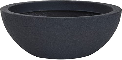 Muddy Hands Large Stone Effect Oval Plant Pot Indoor Home Outdoor Garden Plastic Flower Herb Planter Water Feature (Anthracite)