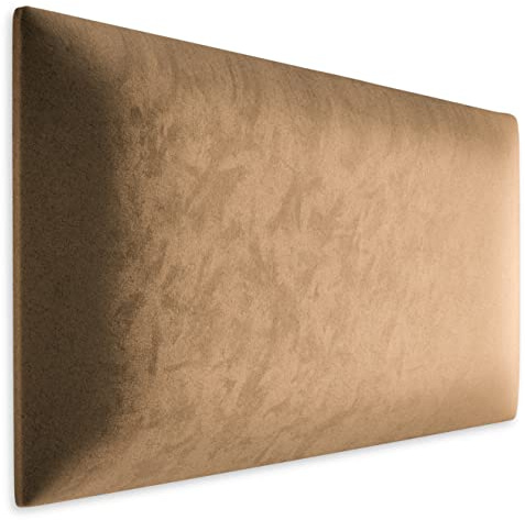 Muralo Väggkudde i sammet, tyg, stoppningspanel, sovrum, vardagsrum, säng, väggdyna, sänghuvuddel, ländkudde, modern, lyxstoppad stoppning, panel (beige, 70 cm x 30 cm)