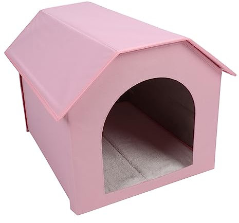 Hundhus Inomhus Utomhus, Hopfällbart Hundhus för Kaniner (Rosa)