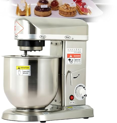 LFfwynog Robot da Cucina, Robot da Cucina Elettrico, Robot da Cucina Portatile Leggero per Uso Quotidiano con Frusta per Uova, Gancio per impastare, Frusta Piatta,Metallic-C(10L)