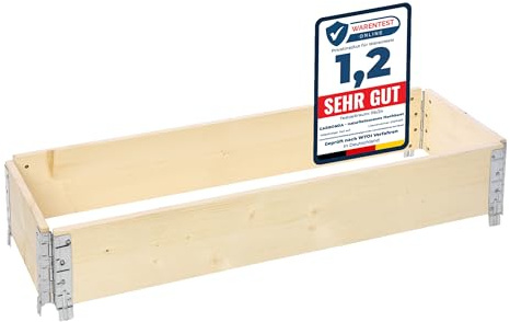 Garronda naturbelassene Hochbeete für Garten Palettenrahmen Hochbeet Holz steckbar stapelbar faltbar für Pflanzen Blumen Kräuter Obst und Gemüse Natural 1 Stück 120x40x20 cm GD-0141