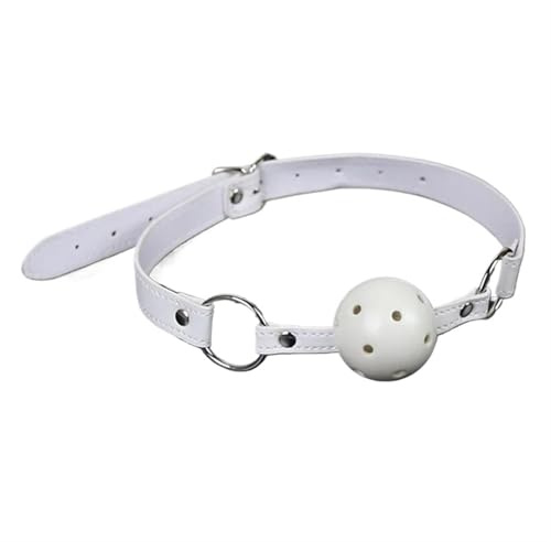 Mordaza de bola de cuero de PU blanco de 45 mm transpirable con sujeción for la boca, BDSM, erótico, sexy, for cosplay, juguetes sexuales for coquetear for parejas, juegos for adultos(WHITE)