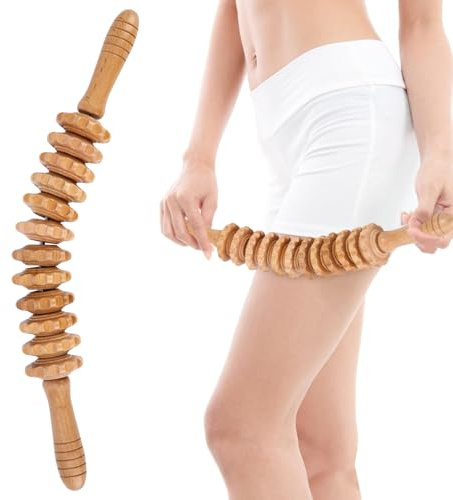 Zhufas Faszienrolle, Faszienstab, Buchenholz Faszienrolle Holz, Massage Roller für Muskelentspannung,Faszienstab Holz, Körperformung Massage(12 Runden)