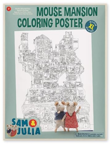 Sam & Julia – Mega XL Malvorlage – 80x115cm So groß wie EIN 6-jähriges Kind - Male das gesamte Mäusehaus, Möbel, Zimmer und Mäuse aus - Kreative Aktivität für Kinder!