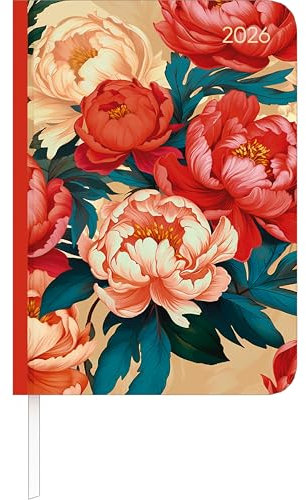 Alpha Edition - Lady Journal Roses 2026 – Taschenkalender A6 (11×15 cm) mit Monatsübersicht, 192 Seiten & 4-sprachigem Kalendarium, eleganter Wochenplaner für Beruf, Schule & Alltag