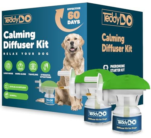 TeddyDo Calming Diffuser for Dogs | 2 Diffusers + 2x48ml Refills | 60-Day Double Pack with UK Plug | Helps Reduce Stress, Anxiety & Unwanted Behaviour | Safe Natural Dog Relaxation Aid