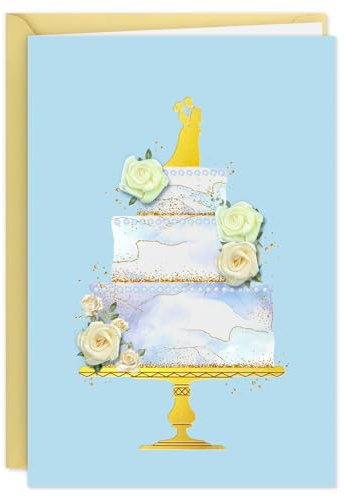DISJOURNEY Wedding Cards for Bride and Groom - 7.8 x 5.4 Exquisite 3D Faux Rose Accents and Gold Foil Bridal Shower Card or Engagement Card - Always Together