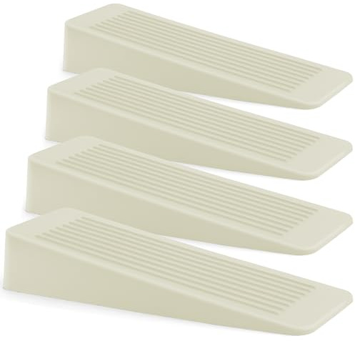 Rubber Door Stop 4 Pack, Door Stoppers for Floor, Door Stops Indoors, Door Wedge, Non-Slip Rubber Door Stopper, Door Wedges Indoors, Ideal for All Floor Types, Cream