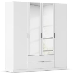 Rauch Möbel LAGOA, Kleiderschrank, Farbe Weiß, Breite 181 cm | Schrank, 4-türig, Spiegel, 2 Schubladen, Zubehör Basic, für Schlafzimmer, Kinderzimmer, Babyzimmer, Garderobe