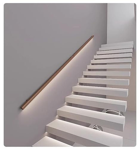 Corrimano in legno illuminato a LED, luci rotonde per corrimano delle scale, per interni ed esterni, sistema di ringhiera con cavo per scale, sicurezza e atmosfera eleganti