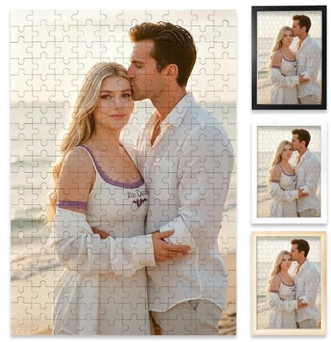 Puzzle Personalizzati per Adulti 1000/500/300/200/70/35 Pezzi, Puzzle Personalizzato in Legno con Cornice, Personalizza il Tuo Puzzle Fotografico, Puzzle Personalizzato per Famiglia, Animali Domestici