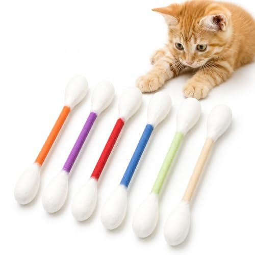 ARYIMYDP 6 Pièces Jouet Chat Herbe à Chat en Forme de Coton-Tige, Jouet Interactif à Mâcher pour Nettoyage des Dents, Bâtons en Feutre Résistant pour Chats d’Intérieur et Chatons