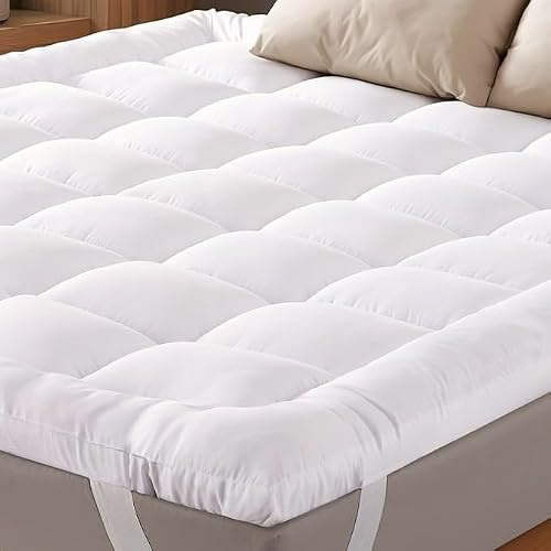 Ayzal Comforts Mattress Topper Double Bed (4 Inch/10 cm) 1200GSM Extra Deep Hotel Quality Breathable Bed Topper Quilted Luxury Comfort with Elasticated Straps 135x190 cm