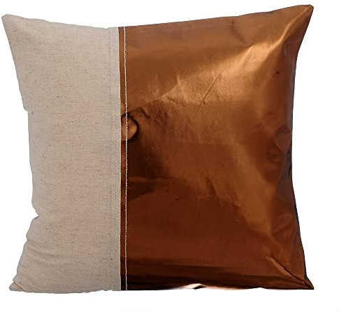 The HomeCentric Entwerfer Kupfer sofakissenbezuge, Modern Solide sofakissen, 30x30 cm kissenbezuge, Kunstleder Platz kissenbezuge, Metallisches Leder Bettwäsche aus Baumwolle - Better Half Copper