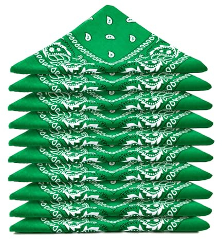 Karl Loven Bandanas 5er Pack 100% Baumwolle Paisley Halstuch Kopf Hals Schal (5er Pack, Grun)