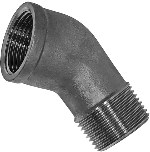 MegaHaustechnik Winkel 45 Grad, 1 1/4“ IG x AG Gewindefitting Edelstahl V4A | Trinkwasser geeignet, Innengewinde und Außengewinde DN32 Rohr, rostfrei INOX