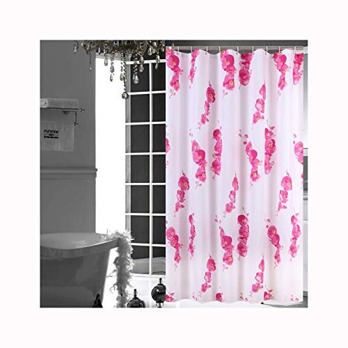 Bishilin Lustiger 3D Duschvorhang Antischimmel Rosa Blume Duschvorhang Wasserdichter 200x200 cm