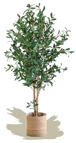 Maia Shop Artificial Olive Tree, 150 cm for Home and Office Decoration. Hyper-realistic Decorative Artificial Plant with Natural Trunk