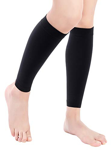 Calf Compression Socks, Footless Compression Calf Sleeves with Medical Gradient Compression, 20-30mmHg Compression Stockings for Shin Splint, Varicose Vein, Edema, Women & Men (BlackL)