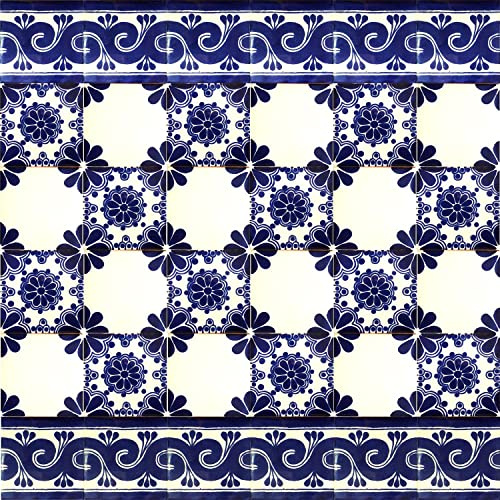 Cerames Mexikanische Keramische Fliesen Mirta - 30 dekorative mexikanische mosaik fliesen für Badezimmer, Küche, Dusche, Treppen, Küchenrückwand | Keramikmosaikfliesen 10,5x10,5 cm