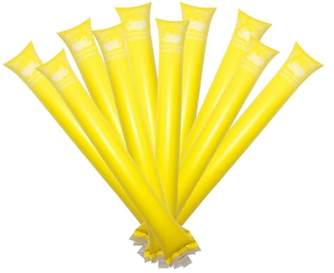 FUN FAN LINE - Pack 60 Pares Aplaudidores Hinchables Compostables | 100% Ecológicos y Biodegradables para Fiestas, Fútbol y Eventos Deportivos | Bioplástico Vegetal (Amarillo)