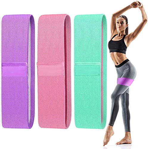 MTTKTTBD Bande Élastique Fitness,Bande de Résistance Élastique en Tissu Équipement d'Exercices pour Musculation Fessiers Pilates Yoga -3 Niveaux de Force,Sac de Rangement Inclus
