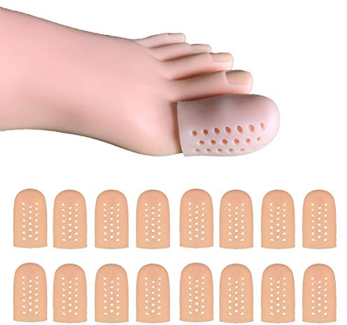 16 Pieces Toe Caps for Big Toe, Breathable Toe Protector, Toe Covers Sleeves with Holes, Protect Toe from Rubbing, Ingrown Toenails, Corns, Blisters and Other Painful Toe Problems
