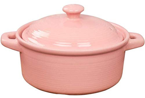 RONGJJ Casserole, Stew Pot Ceramic Casserole Clay Casserole Pot Healthy Clay Pot For Braising Slow Cooking Healthy and Durable, Pink, Capacity2L