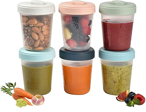 Béaba, Lot de 6 Portions Conservation Clip, Pots empilables et emboîtables, 100 pour cent hermétique, Graduation, Zone marquage, Congélation, Conservation Lait Maternel (6 x 250 ml)