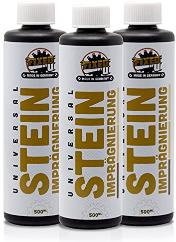 Impregnación y sellado profesional de piedra, 3 x 500 ml, prevención contra el musgo, algas, moho, aplicación en adoquines, arenisca, aceras, terrazas, balcones, fachadas, tejas, garajes, hormigón.
