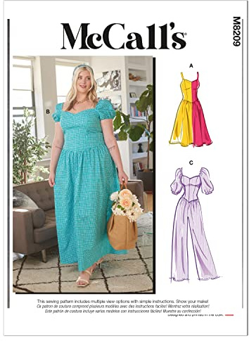 McCalls Sewing Pattern M8209KK KK (26W-28W-30W-32W) Misses' & Women's Dresses & Jumpsuit, Paper, Multi Colour
