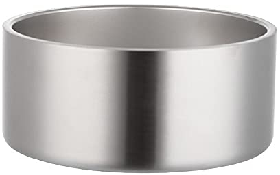 Gteller 32oz 64oz Stainless Steel Double Wall Dog Bowls,BPA Free Non-Slip Pet Dishes,Cat Food&Water Bowl with Rubber Base(64oz, Silver)