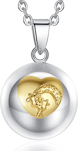 CELESTIA Bola de Grossesse Collier Appeleur d'ange pour Femmes Enceintes, Argent Musical Globulaire Pendentif avec 2 Chaînes, Bijoux Gravidité, Future Maman Cadeau