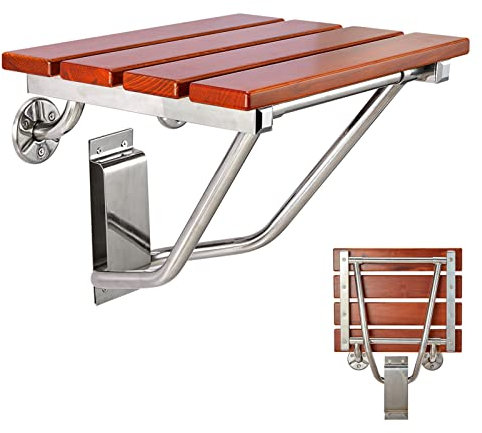 Sedile per doccia pieghevole e panca a parete, sedia da doccia pieghevole, pieghevole per doccia interna vasca da bagno piccolo spazio, capacità 158,8 kg, legno di teak