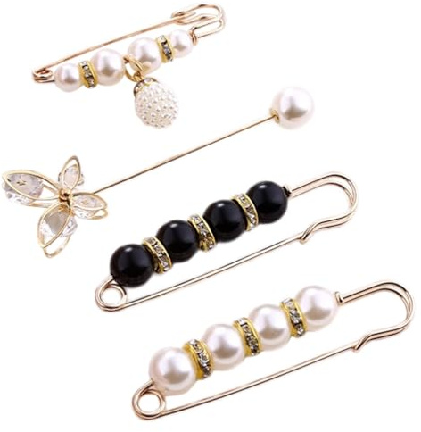 Holibanna 4pcs Sicherheitsnadel Perle Brosche Pin Pullover Schalstift Hosen Taillenstift Kleid Fester Stift