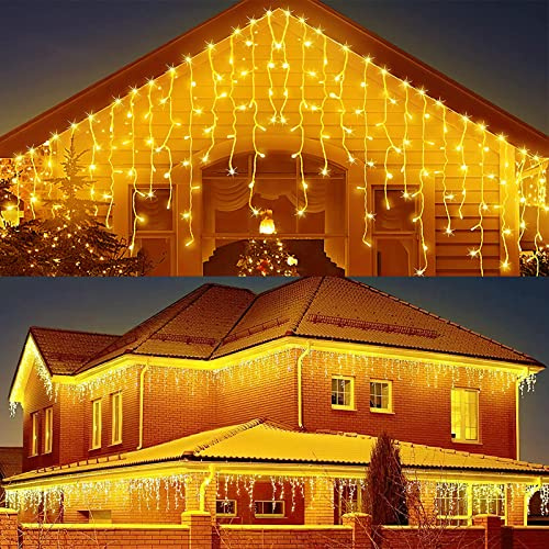 JIMACRO Guirnaldas Luces Exterior Solar, 16pcsx0.8M 128 LED Luces de Hadas de Cortina, 3M Impermeables Guirnalda Luces de Decoración Solar, 8 Modos de LED Hada Solare Cortina Luces Navidad Exterior