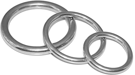 Ringe aus Edelstahl 2 Stück, 8X50mm geschweißt und poliert, Rund-Ringe aus A4 V4A- AISI 316 - NIRO, Nirosta (ideal als Bindeglied zwischen Ketten oder Hundeleinen)