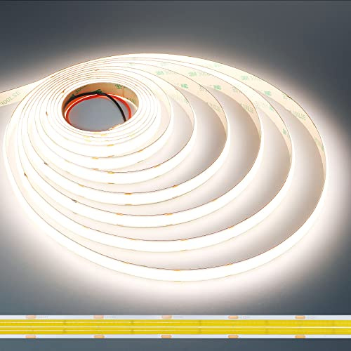 JOYLIT PRO+ Tiras LED COB 2 File 24V 5M 4000K Interior 3172 LM/m Sin Puntos | CRI 95+, 960LEDs/M, 25W/M Ultra Brillo Blanco Natural, Regulable, Cortable, Autoadhesivo Cinta LED para Industrial, Comercial