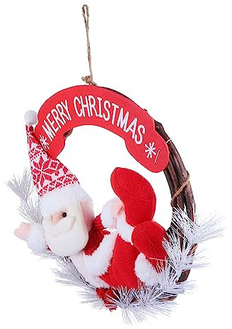 Warmhm Tür Weihnachtskranz Kranzanhänger Festtürkranz Weihnachtsbedarf Puppe Verziert Hängend Für Dekoration An Tür Wand Schaufenster Für Zuhause Hotels Einkaufszentren