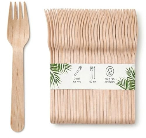 DeinPack 1000 Holzgabeln 16 cm Birkenholz biologisch abbaubar Einwegbesteck | biologisch abbaubar, Nachhaltiges Besteck, Einwegbesteck, Holzbesteck