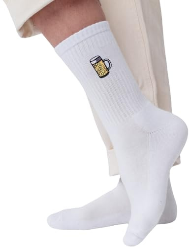 Fashion Drinks Crew Socks Herren & Damen aus Bio Baumwolle im Masskrug Design (42-46)