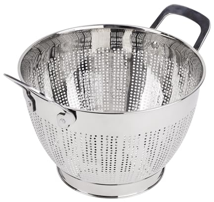 MasterPRO Foodies - Colador Grande De 25 Cm Con Asa - Colador Micro poroso De Metal - Escurridor De Verduras - Cuenco De Mezcla Para Drenar Pasta - Lavado De Arroz