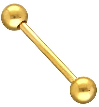 OTHER Piercing Zungenpiercing Nippelpiercing Brustwarzenpiercing Brustpiercing Damen Herren Schmuck Piercings Aus Titan Hantel 1,6 mm Mit 2 Kugeln Gold 12x5 mm