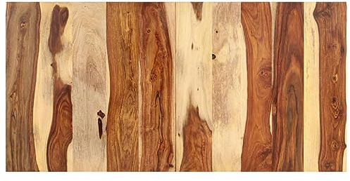 prissent Sheesham Tischplatte aus Massivholz, 120 x 60 x (2,5 – 2,7 cm), Platte aus Holz, Tischplatte aus Holz